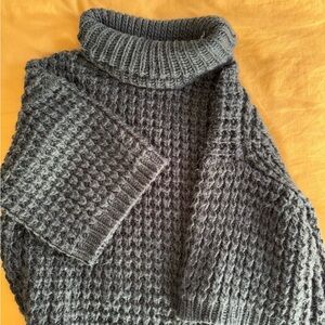 Plenty by Tracy Reese Slouchy Shortsleeve Turtleneck, chunky knit, DARK Green